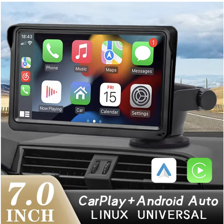 Écran CarPlay sans fil 7 pouces avec support